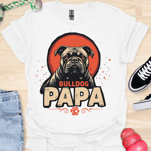 Bulldog Papa - V7 - Gothic Graphic Dark T-Shirt